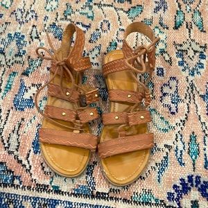 Lace up woven sandals